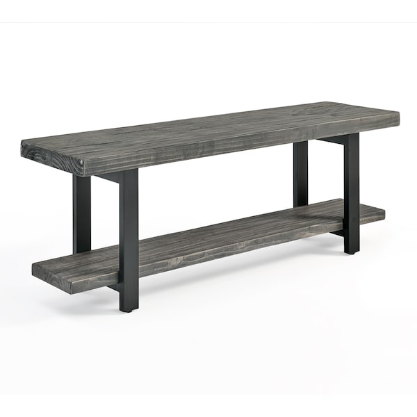 Alaterre Furniture Pomona Metal and Wood Bench, Slate Gray AMBA03SG - main